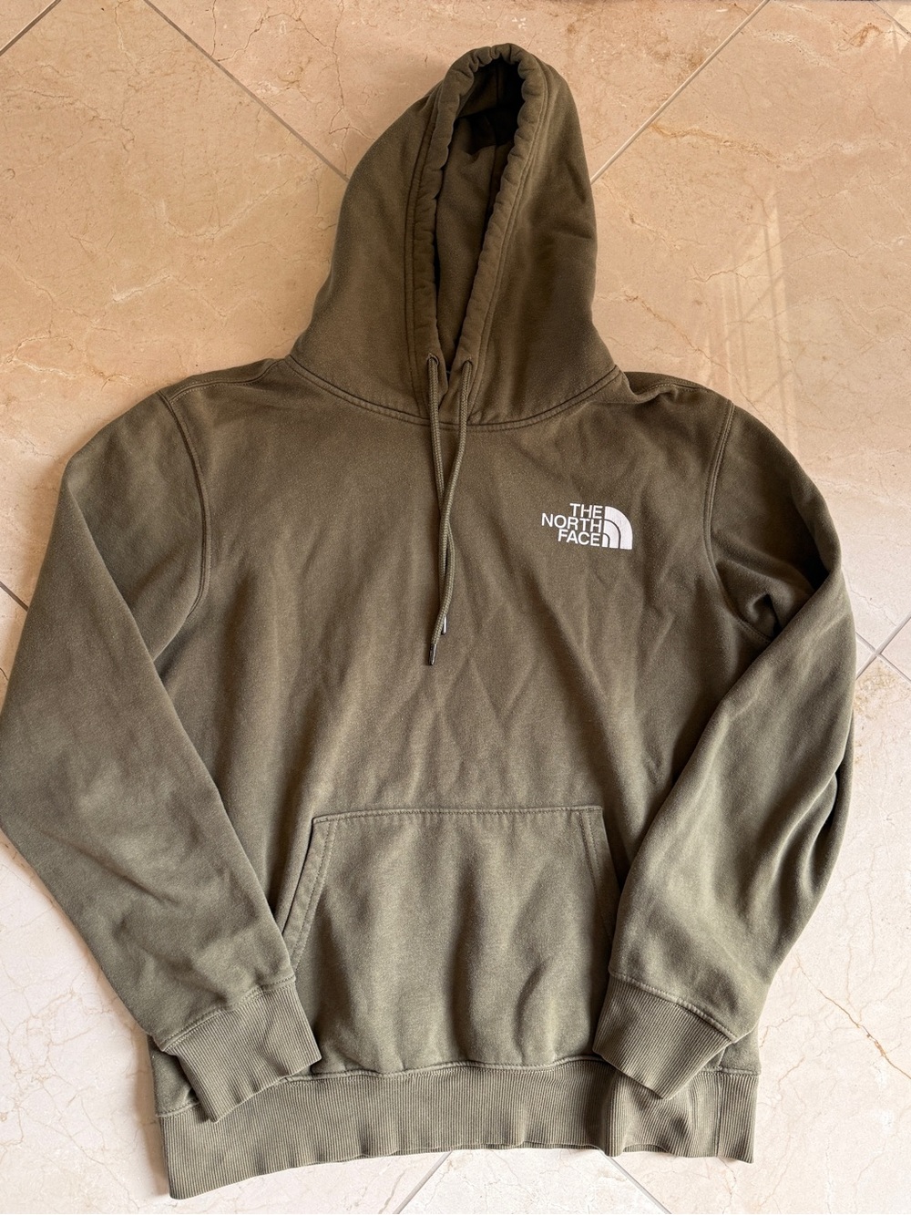 The North Face Olive Hoodie with White Logo